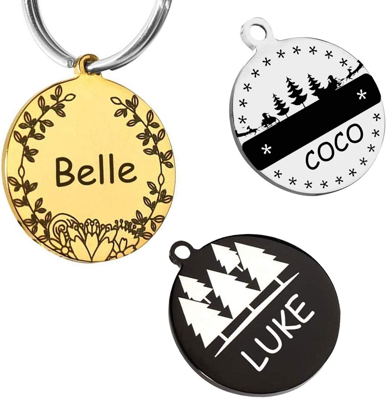 Three dog tags in gold