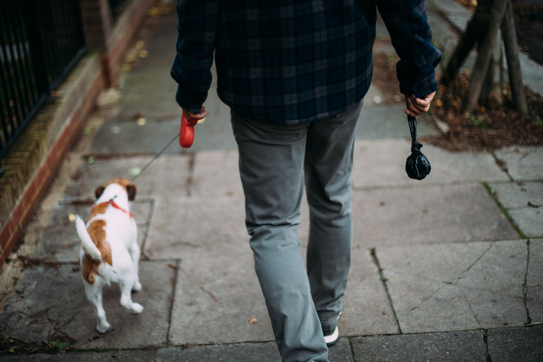 A man holding poop bag