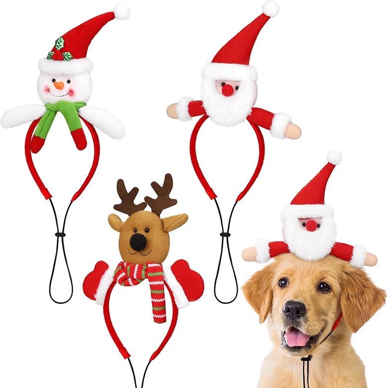 Pedgot 3-Pack of Pet Christmas Headbands including a reindeer