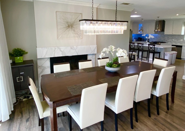 Formal dining and kitchen view in El Paraiso Villa home in Anaheim