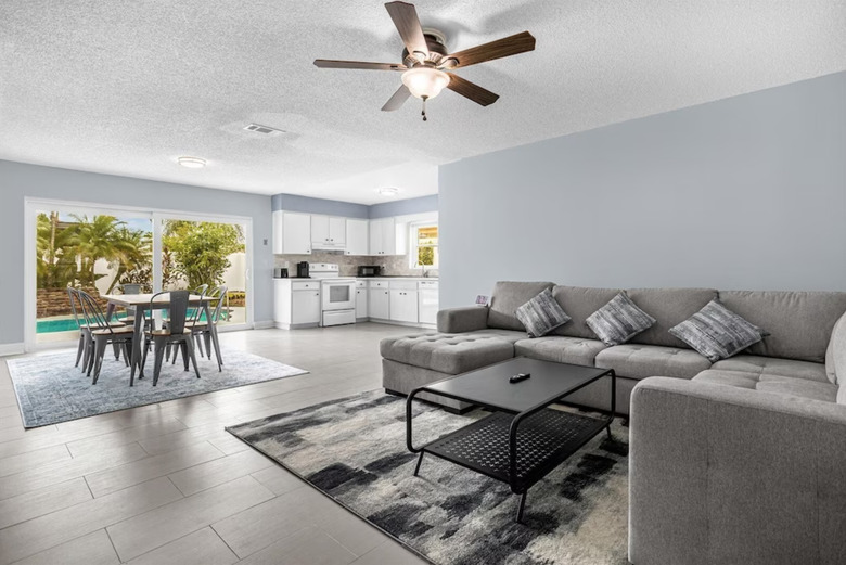 Modern farmhouse living and dining area in Orlando