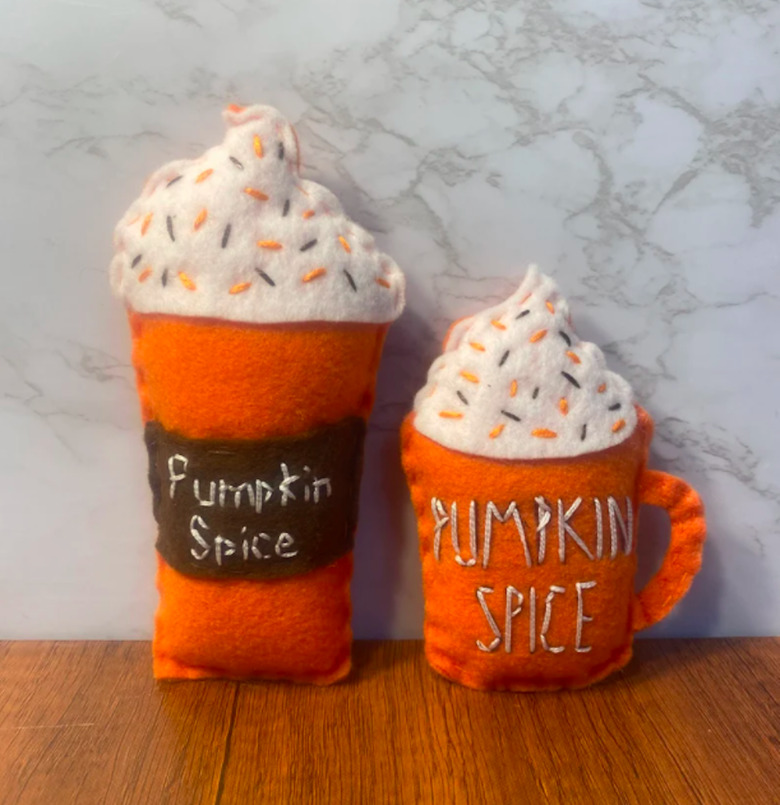Pumpkin Spice Latte Catnip Toy by PawsitiveVibePrints
