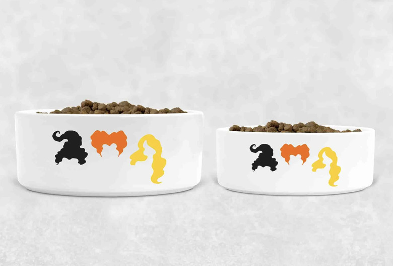 Hocus Pocus food dishes in two different sizes both with the hair silhouettes of the Sanderson sisters.