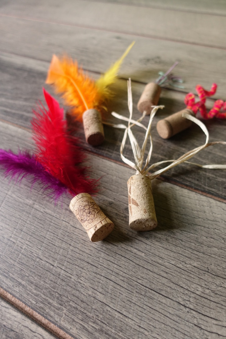 DIY cat toys out of wine corks.