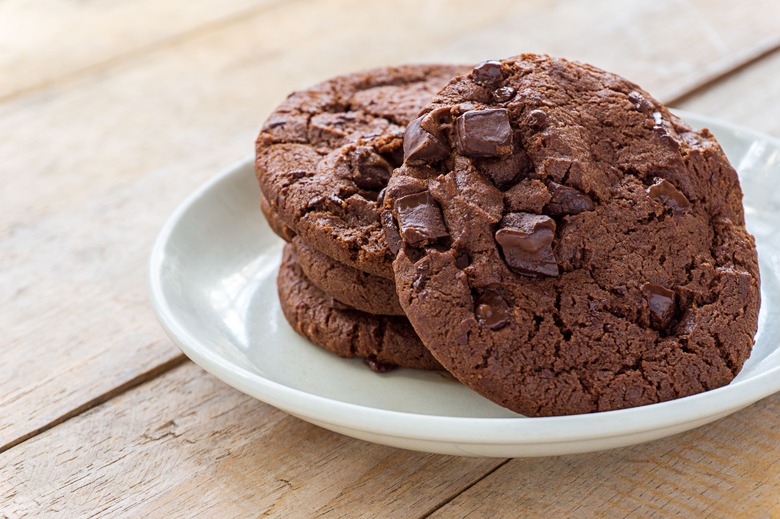 Soft baked Chocolate cookies in white plate