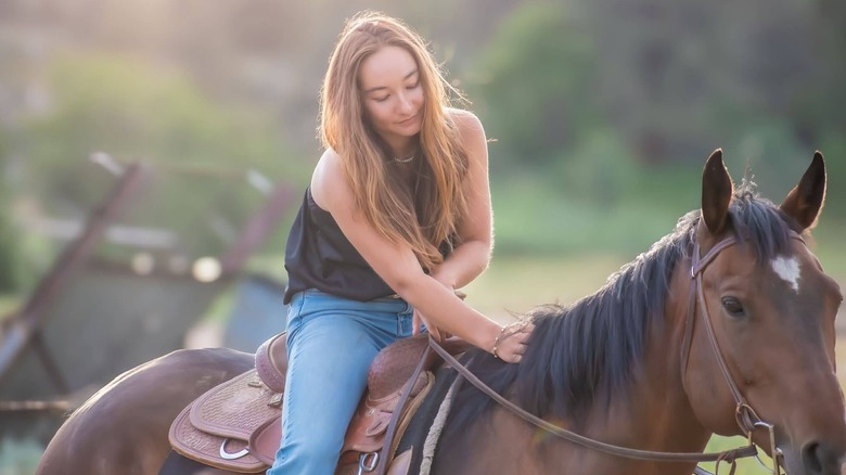 Equestrian trainer Natalie Nakanishi on her horse