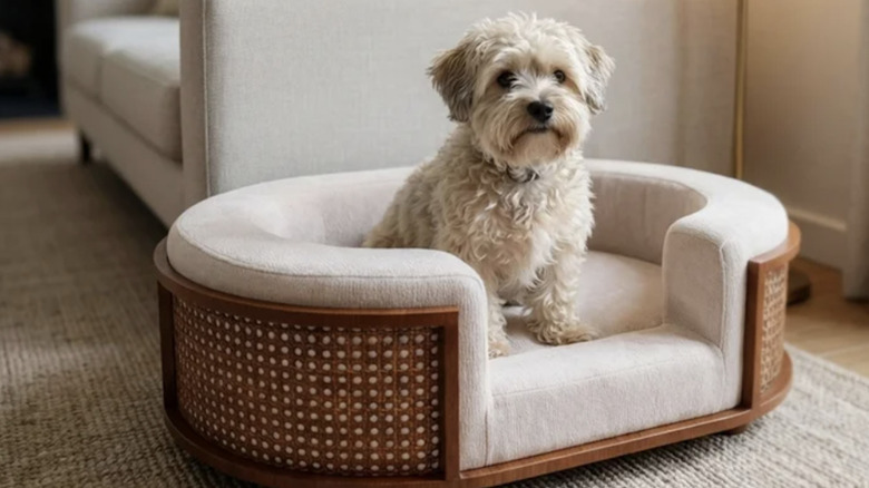 The Gracie Rattan Pet Bed at Costco provides a comfortable place for pets to sleep.