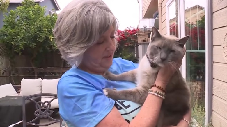 Susanne Anguiano with her cat Rayne Beau