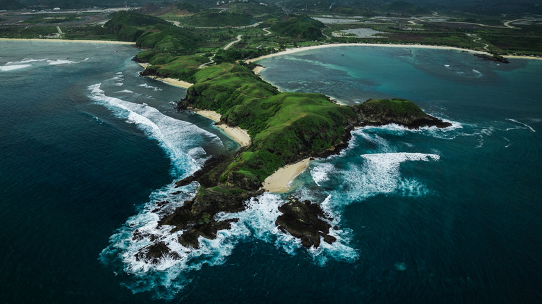 The coast on the island of Lombok which is located along the Wallace Line